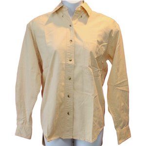 L.L. Bean Women's Cream Casual Long Sleeve Button Front Shirt